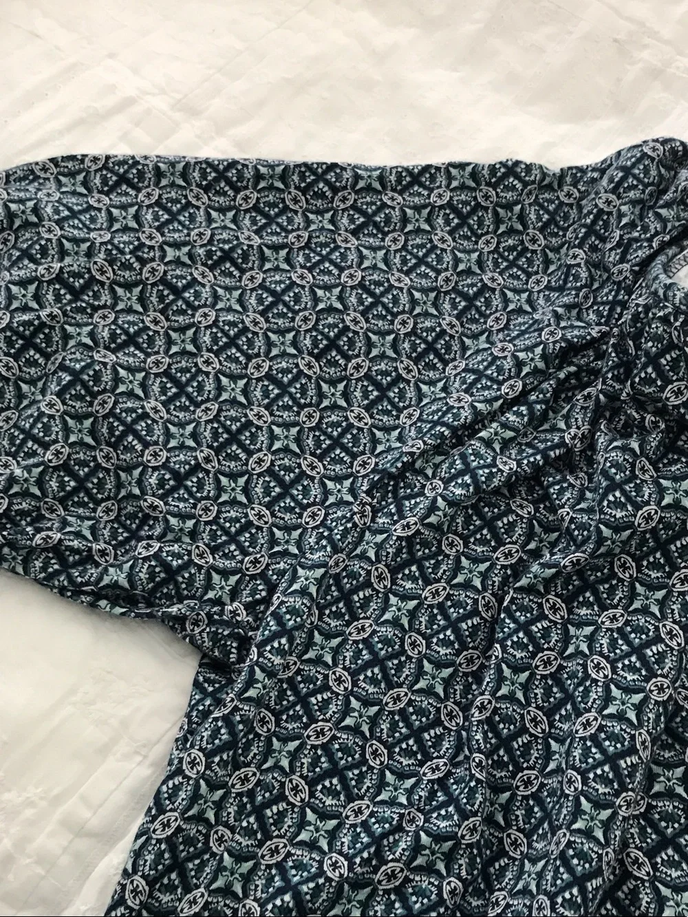 Michael Kors Navy and White Printed Peasant Tunic